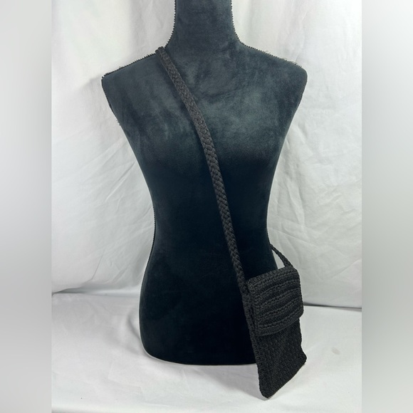 The Sak Handbags - The SAK Black Crossbody Bag Crochet
Knit Purse Woven Hobo Shoulder Handbag